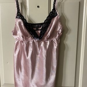 Alexander Del Rossa two piece PJ set. Like new. Pink & black Swiss dot. Size M.